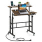 Mobile Standing Desk with Power Outlets & Adjustable Height