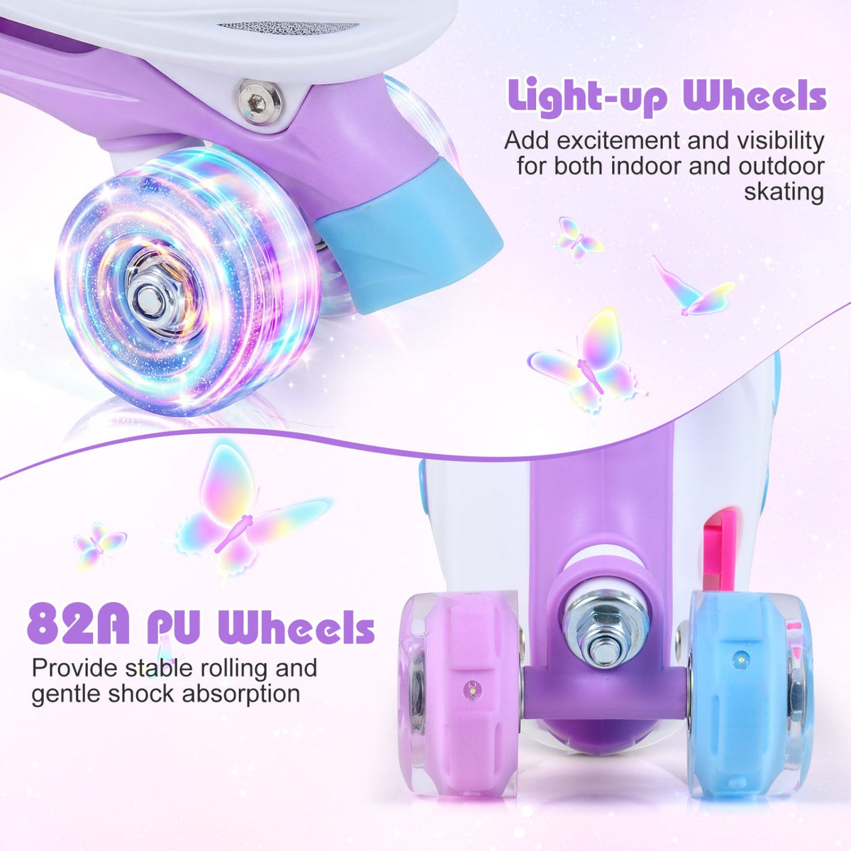 Kids Roller Skates for Toddlers Ages 5-7 with 4 Light-up Wheels