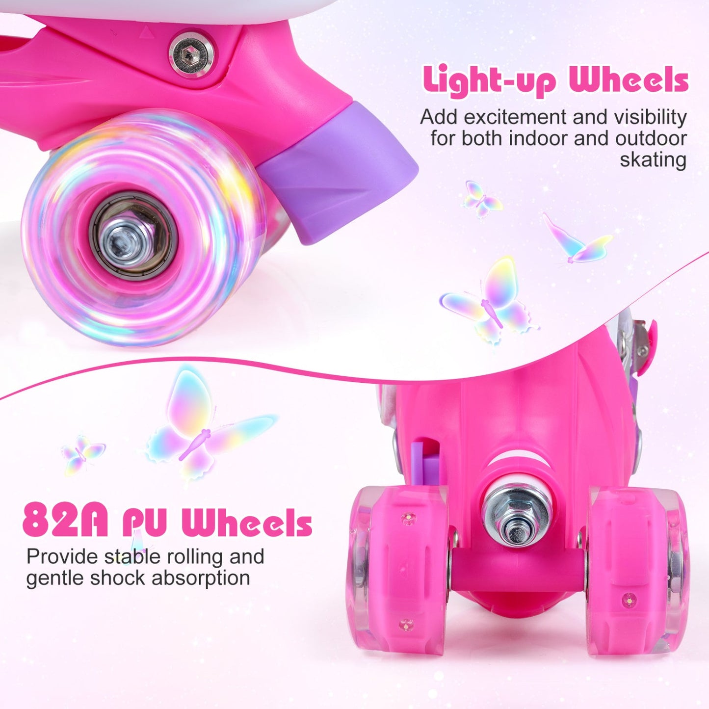 Kids Roller Skates for Toddlers Ages 5-7 with 4 Light-up Wheels