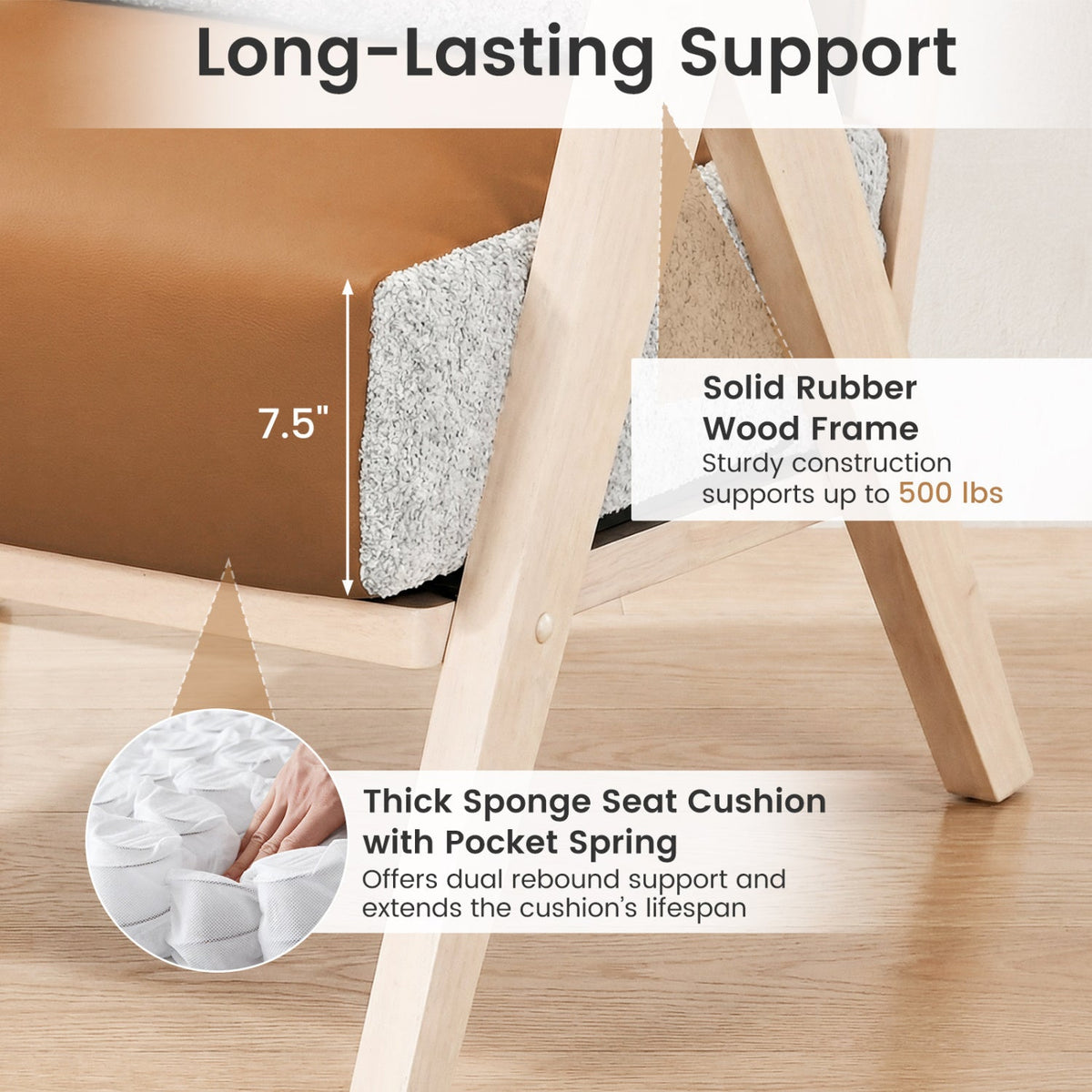 Loveseat Sofa for Small Spaces with Throw Pillows Rubber Wood Frame Padded Seat