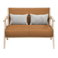 Loveseat Sofa for Small Spaces with Throw Pillows Rubber Wood Frame Padded Seat