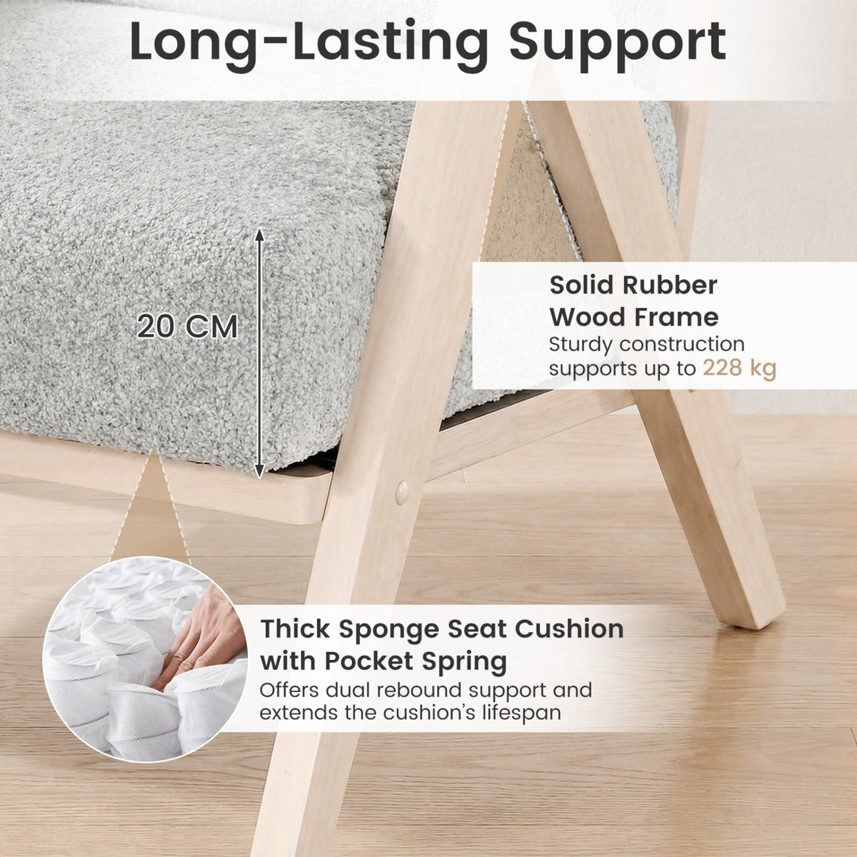 Loveseat Sofa for Small Spaces with Throw Pillows Rubber Wood Frame Padded Seat