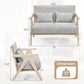 Loveseat Sofa for Small Spaces with Throw Pillows Rubber Wood Frame Padded Seat