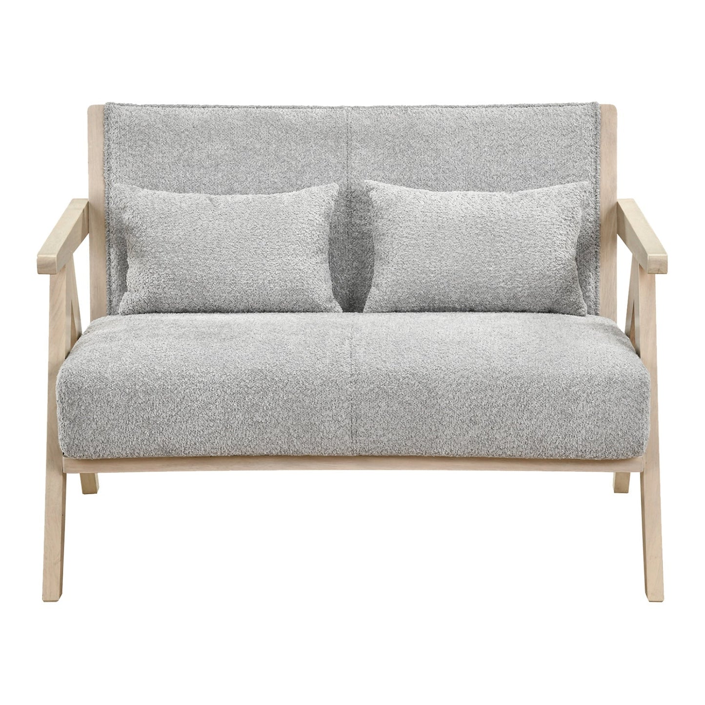Loveseat Sofa for Small Spaces with Throw Pillows Rubber Wood Frame Padded Seat