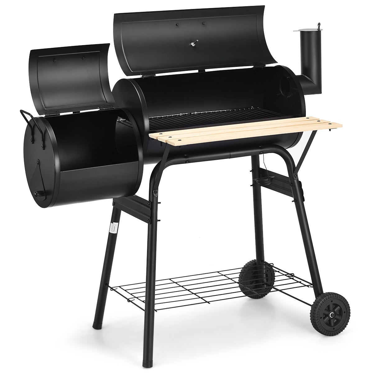 Low Smoke Outdoor BBQ Grill Steel Barbecue Cooker with Firebox