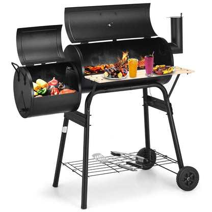 Low Smoke Outdoor BBQ Grill Steel Barbecue Cooker with Firebox
