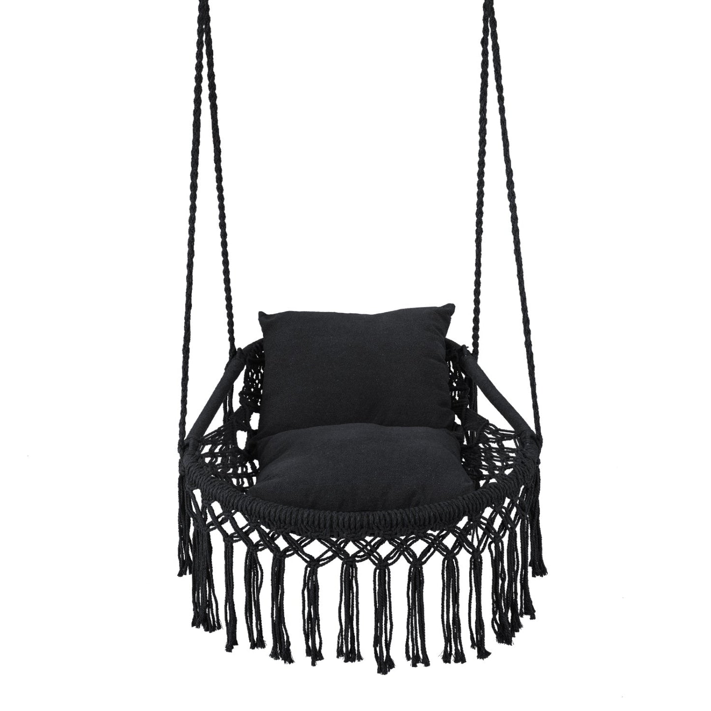 Macrame Swing Chair Hammock Chair with 2 Removable Cushions