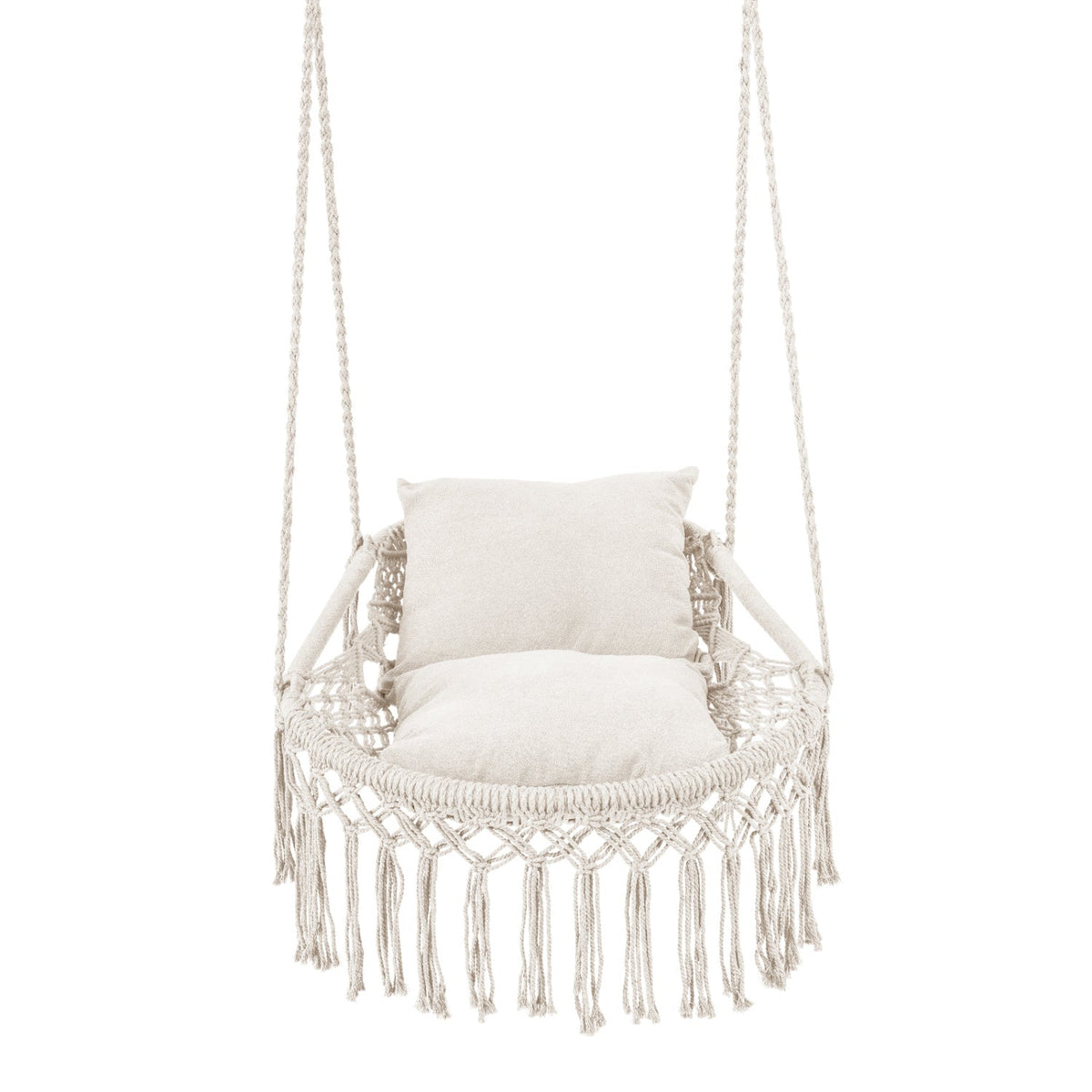 Macrame Swing Chair Hammock Chair with 2 Removable Cushions