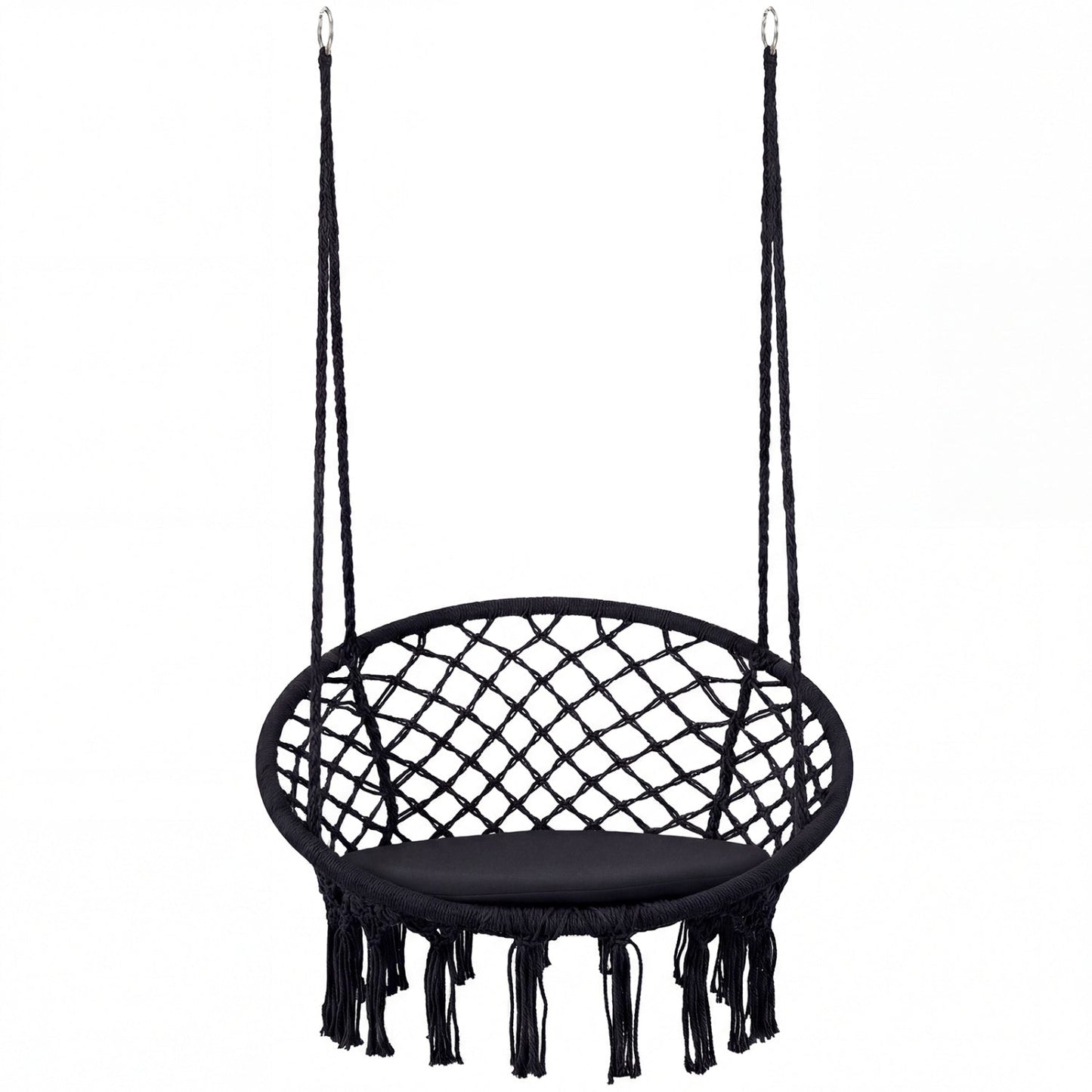 Macrame Swing Chair Hammock Chair with Round Seat Cushion