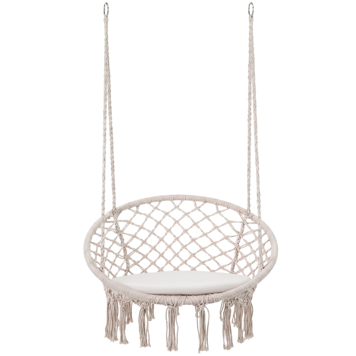 Macrame Swing Chair Hammock Chair with Round Seat Cushion