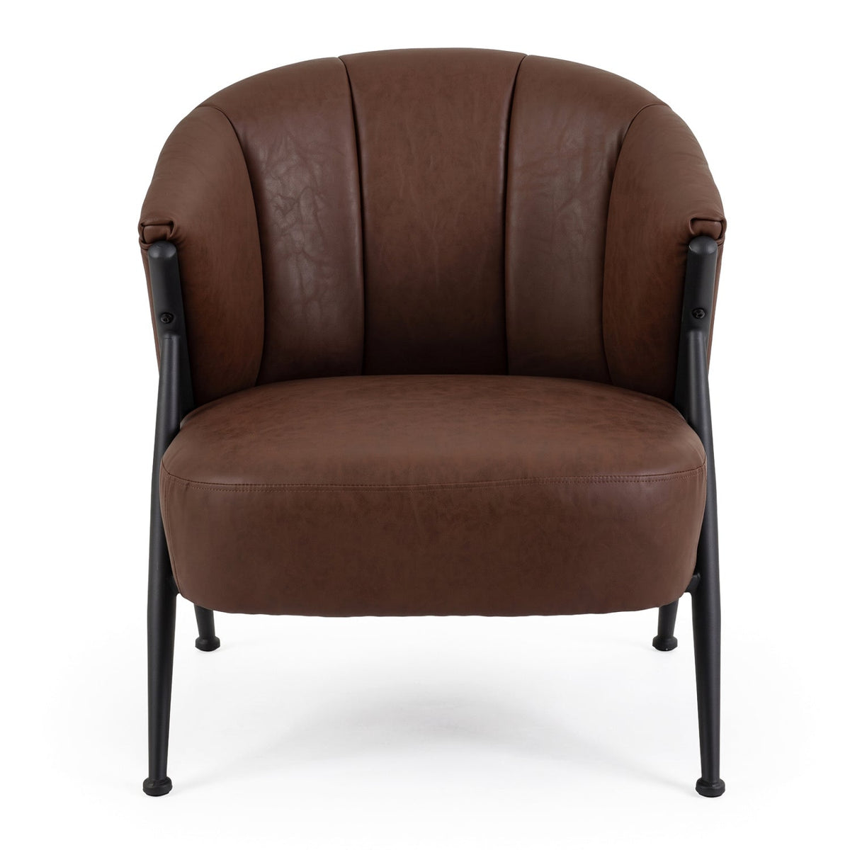 Mid Century Accent Chair with Curved Backrest - Brown