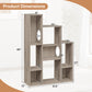 Modern Cat Bookshelf Cat Tree 8-Section Storage Cabinet with 2 Round Holes