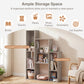 Modern Cat Bookshelf Cat Tree 8-Section Storage Cabinet with 2 Round Holes