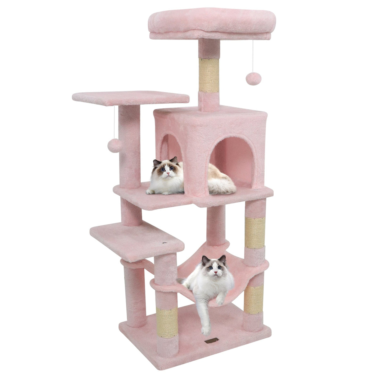 Multi-Level Cat Tower with 2-Door Condo and Padded Top Perch