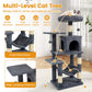 Multi-Level Cat Tower with 2-Door Condo and Padded Top Perch