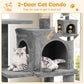 Multi-Level Cat Tower with 2-Door Condo and Padded Top Perch