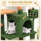 Multi-Level Cat Tower with 2-Door Condo and Padded Top Perch