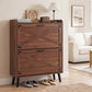 Narrow Shoe Cabinet with Flip Drawers and Adjustable Shelves