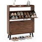 Narrow Shoe Cabinet with Flip Drawers and Adjustable Shelves