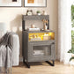 Nightstand with LED Lights Modern End Table with Top Tray Open Compartment and Storage Cabinet