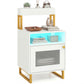 Nightstand with LED Lights Modern End Table with Top Tray Open Compartment and Storage Cabinet
