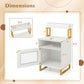 Nightstand with LED Lights Modern End Table with Top Tray Open Compartment and Storage Cabinet