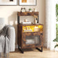 Nightstand with LED Lights Modern End Table with Top Tray Open Compartment and Storage Cabinet