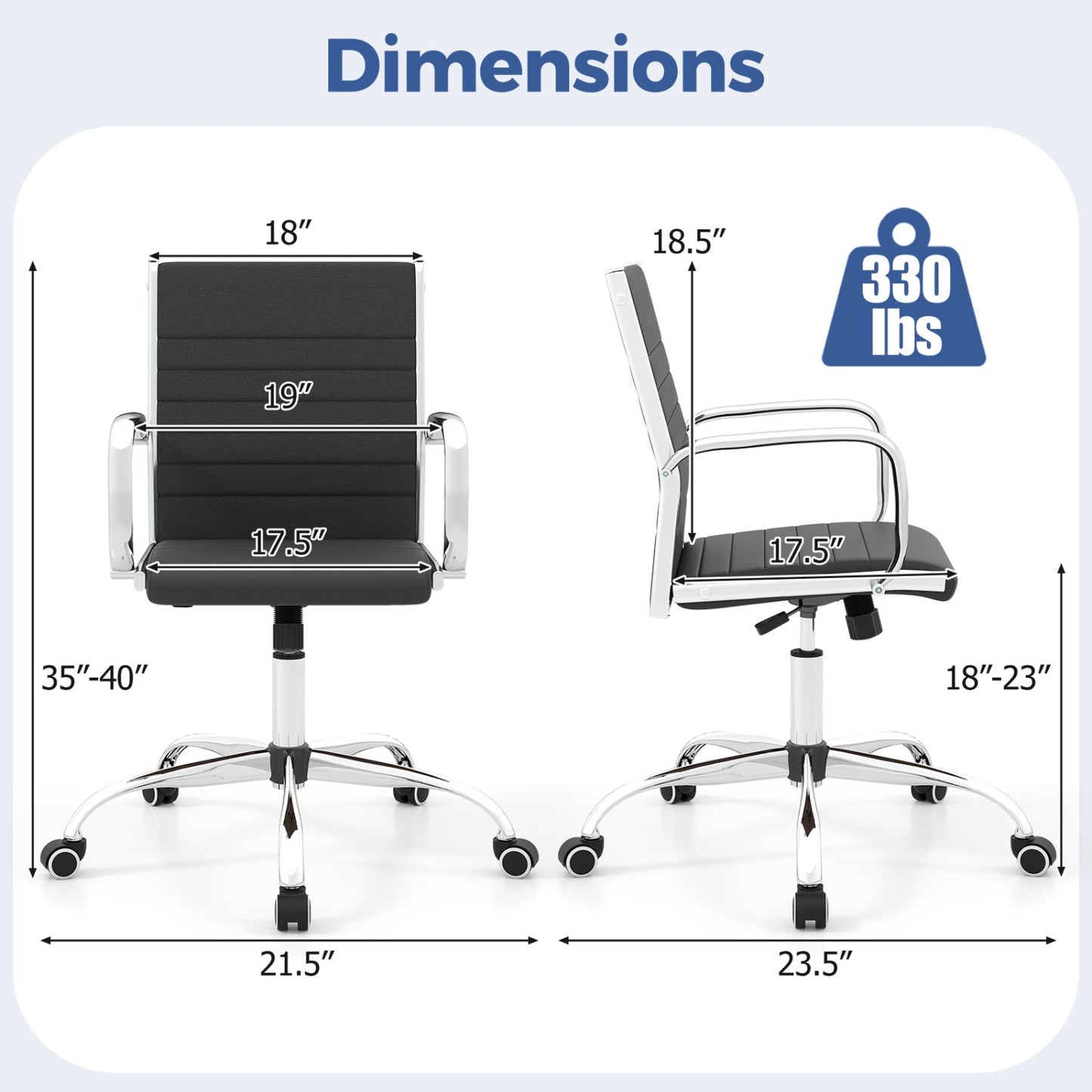 Height Adjustable Office Chair with Rocking Backrest