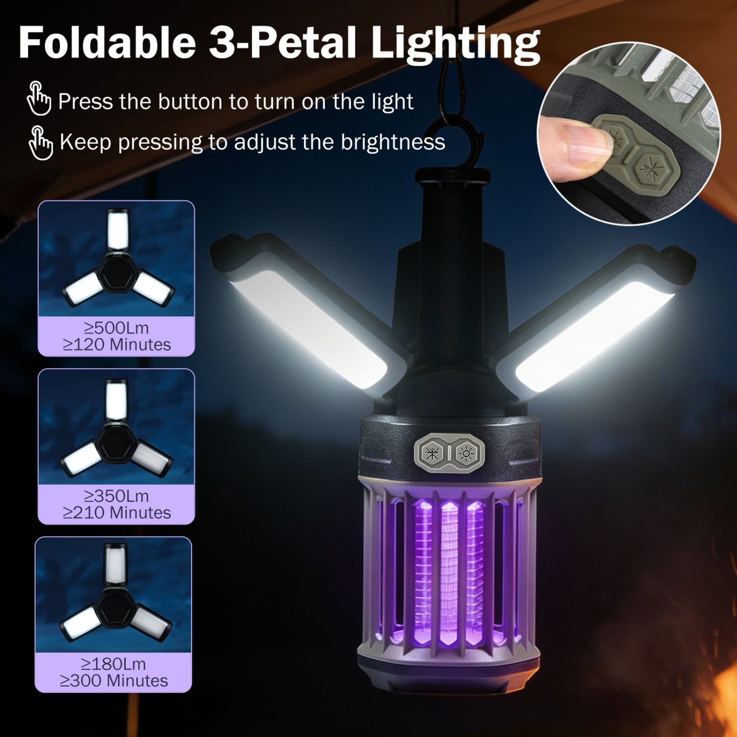 Outdoor Bug Zapper with Foldable Camping Lantern USB