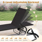 Outdoor Chaise Lounge Chair with Wheels and Metal Frame