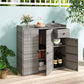 Outdoor Storage Cabinet with 3 Doors and Adjustable Shelves