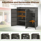 Outdoor Storage Cabinet with 3 Doors and Adjustable Shelves