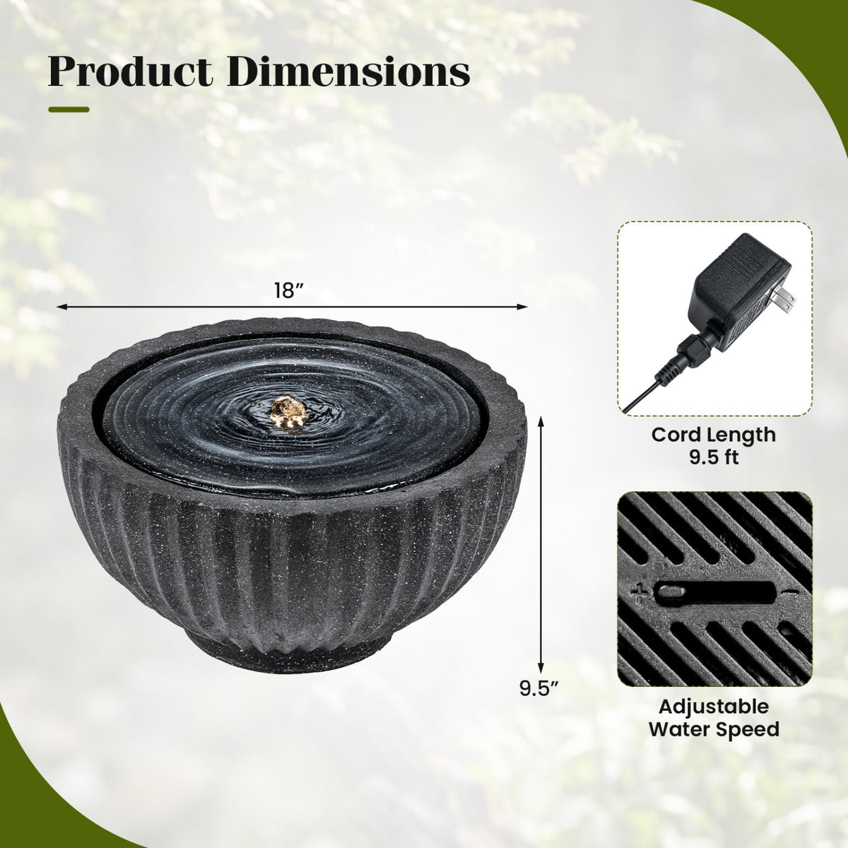 Outdoor Round Sphere Water Fountain with LED Lights and Pump