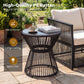 Outdoor Side Table with LED Warm Light and Tempered Glass Top