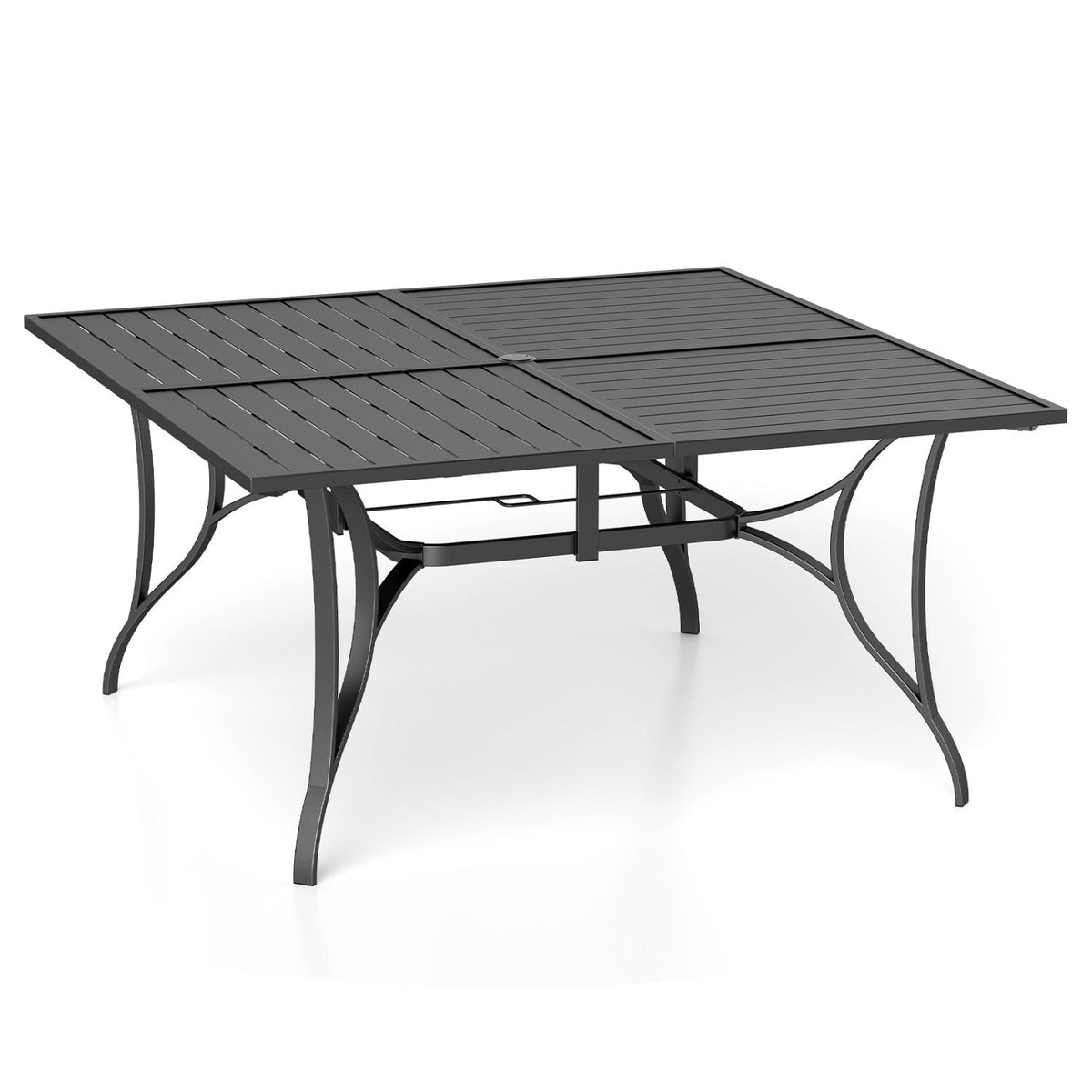 Patio Dining Table for 8 with Umbrella Hole for Porch Lawn