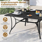 Patio Dining Table for 8 with Umbrella Hole for Porch Lawn