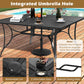 Patio Dining Table for 8 with Umbrella Hole for Porch Lawn