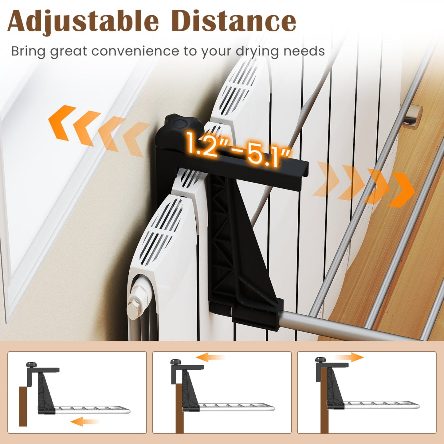 Portable Clothes Drying Rack Extendable Radiator Clothes Airer with Robust Aluminum Frame