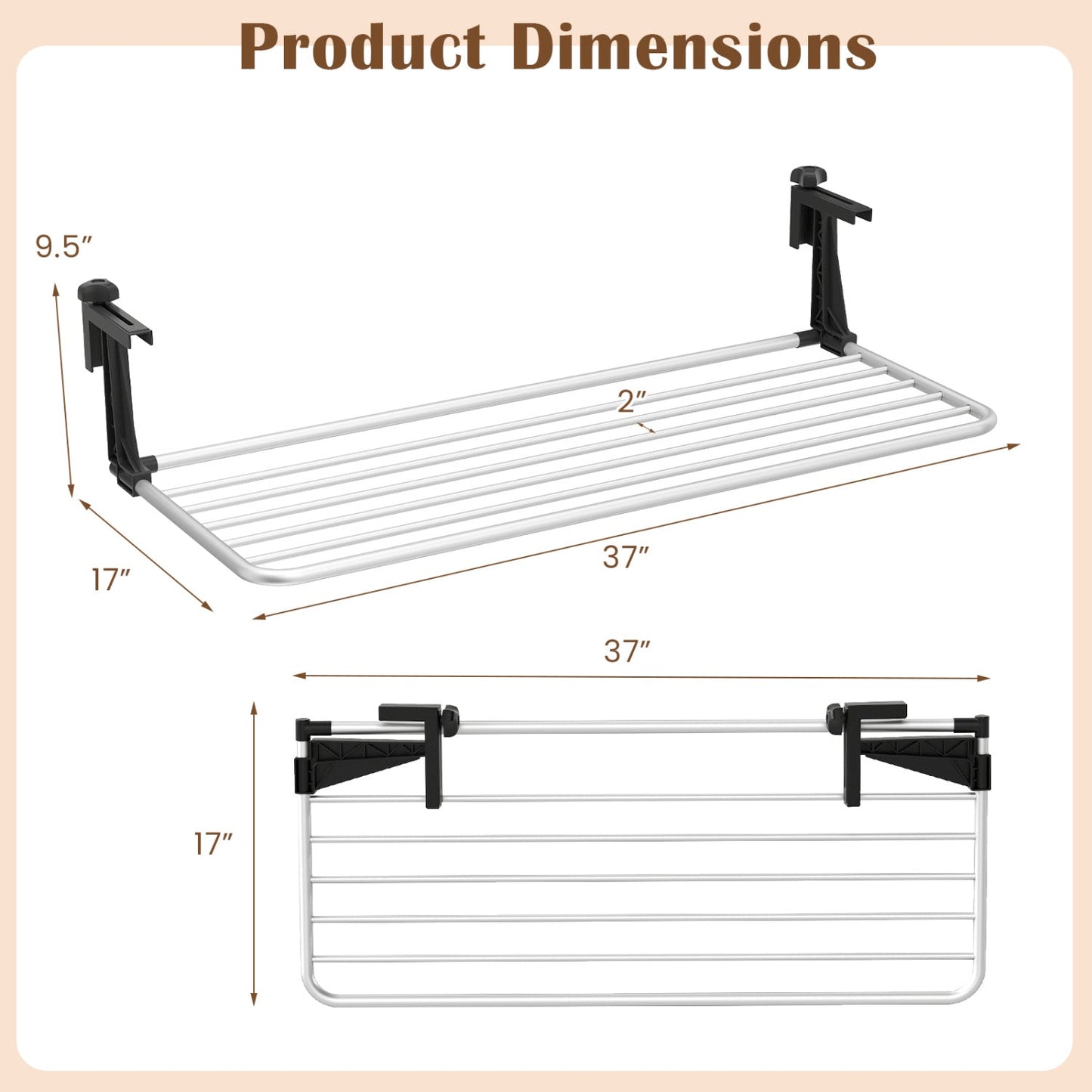 Portable Clothes Drying Rack Extendable Radiator Clothes Airer with Robust Aluminum Frame