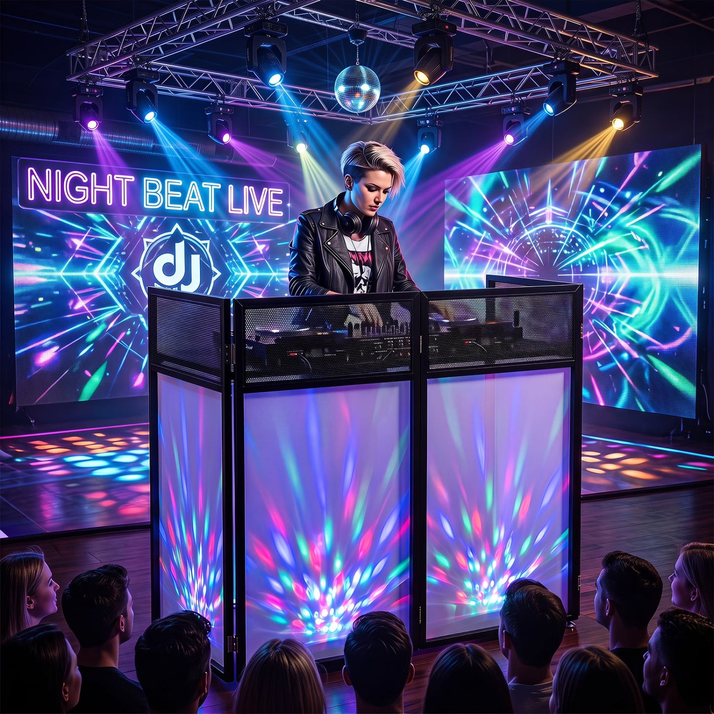 Portable DJ Booth with Adjustable Feet and Detachable Tabletop