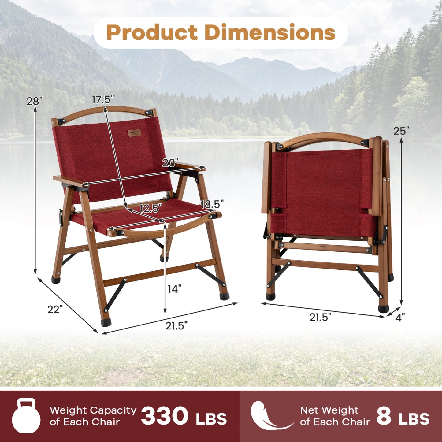 Portable and Lightweight Folding Camping Chair for Patio Picnic Leisure Fishing Travel Beach