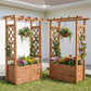 Raised Garden Bed with Lattice Trellises with Hanging Roof Set of 2