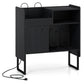 Record Player Stand with Power Outlets and Vinyl Storage Holder up to 250 Albums