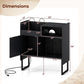 Record Player Stand with Power Outlets and Vinyl Storage Holder up to 250 Albums