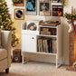 Record Player Stand with Power Outlets and Vinyl Storage Holder up to 250 Albums