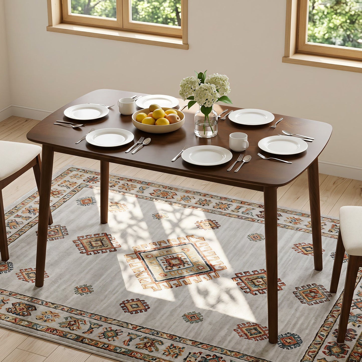 Rectangular Dining Table for 4 - Coffee Finish