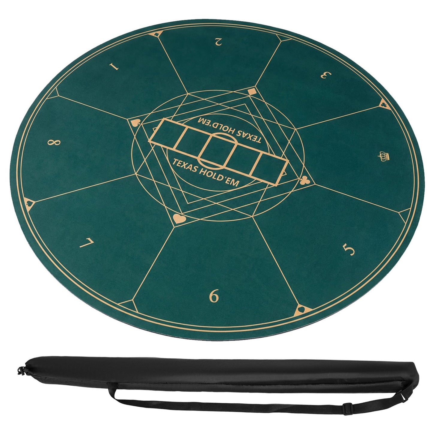 Round Poker Mat for Texas Hold'em 40 inch Portable Foldable Anti-Slip Rubber Base Table Layout