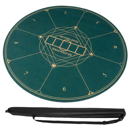 Round Poker Mat for Texas Hold'em 40 inch Portable Foldable Anti-Slip Rubber Base Table Layout