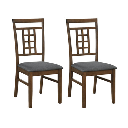 Rubber Wood Dining Chairs Set of 2 with Lattice Back