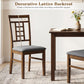 Rubber Wood Dining Chairs Set of 2 with Lattice Back